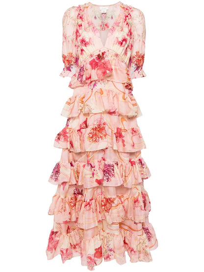 Floral-Print Ruffled Maxi Dress