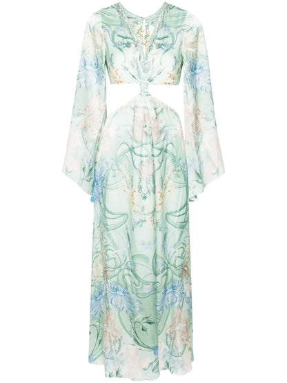 Floral-Print Silk Maxi Dress
