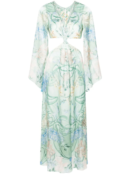 Floral-Print Silk Maxi Dress