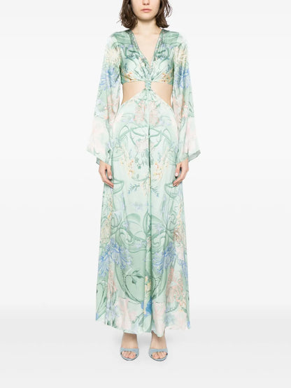 Floral-Print Silk Maxi Dress