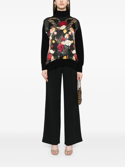 Floral-Print Knitted Top