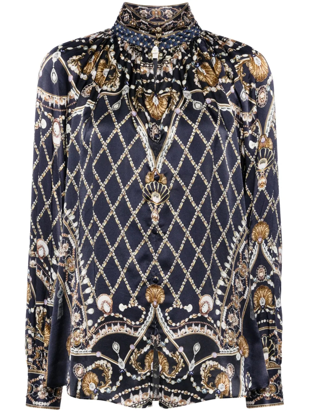 Graphic-Print Silk Shirt