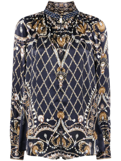 Graphic-Print Silk Shirt