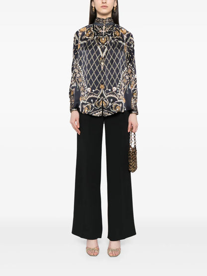 Graphic-Print Silk Shirt