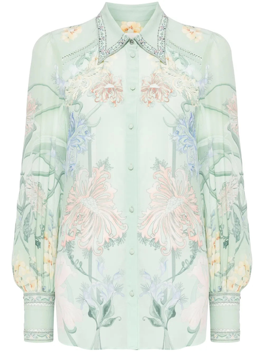 Floral-Print Chiffon Blouse