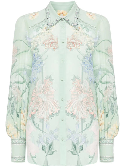 Floral-Print Chiffon Blouse