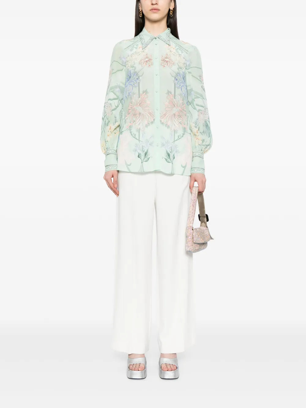 Floral-Print Chiffon Blouse