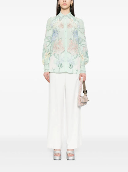 Floral-Print Chiffon Blouse