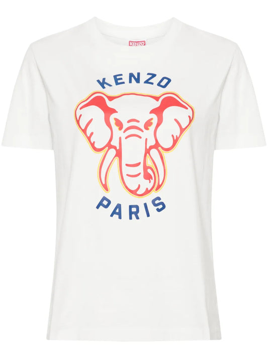 Elephant-Print Cotton T-Shirt