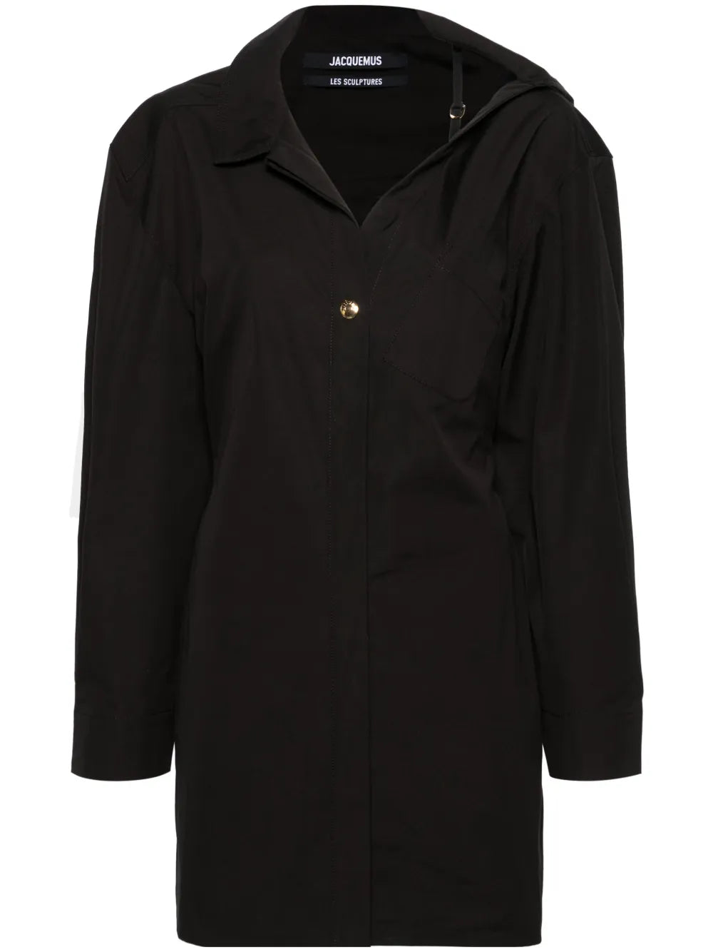 Asymmetric-Neck Shirt Minidress