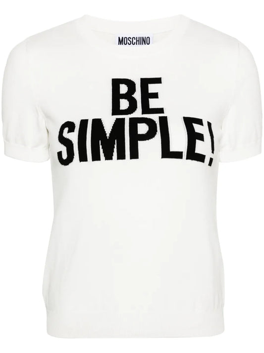 Slogan Intarsia-Knit Cotton Jumper