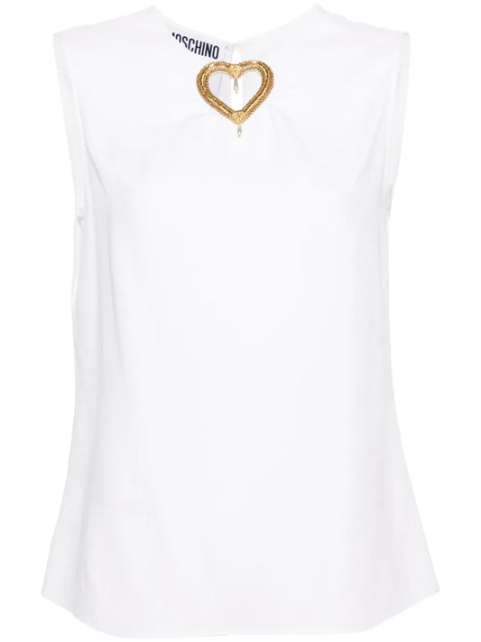 Heart Cut-Out Sleeveless Blouse