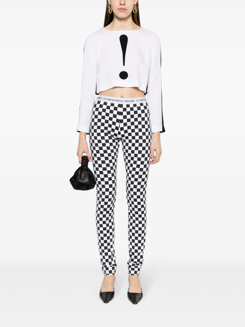 Checkerboard-Print Flared Trousers