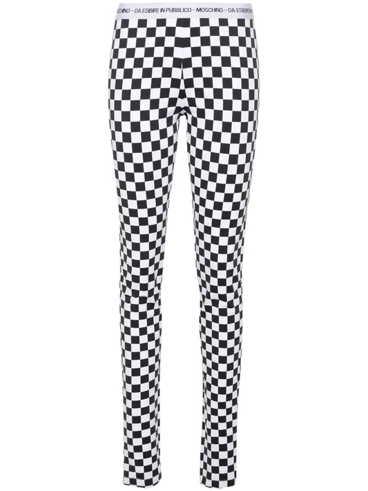Checkerboard-Print Flared Trousers