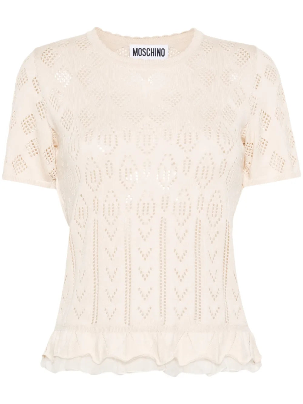Ruffle-Hem Pointelle-Knit Top