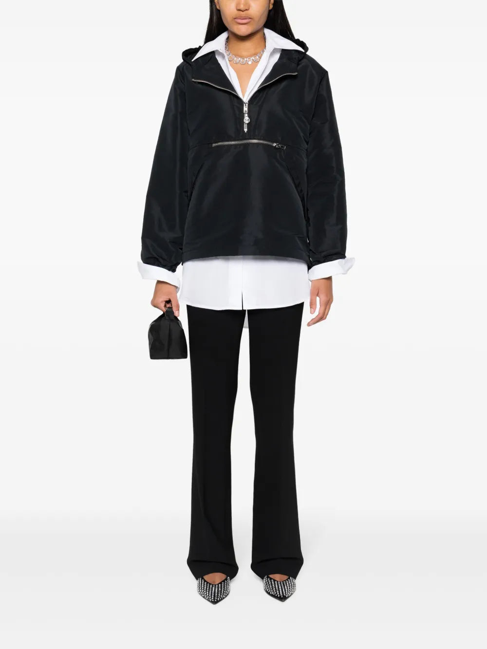 Patch-Detail Hooded Jacket