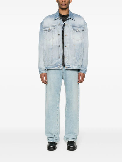 Embossed-Logo Denim Jacket