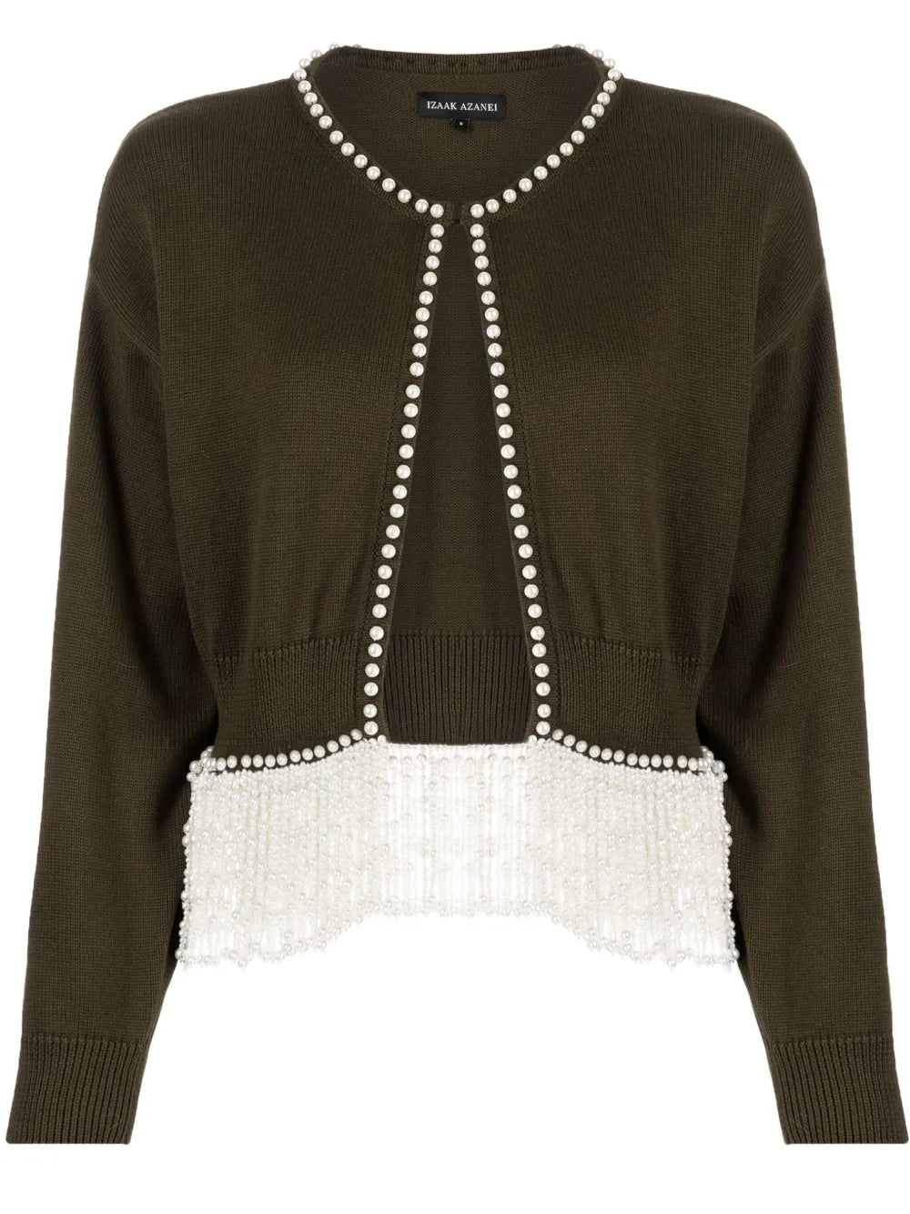 Pearl-Detail Wool Cardigan