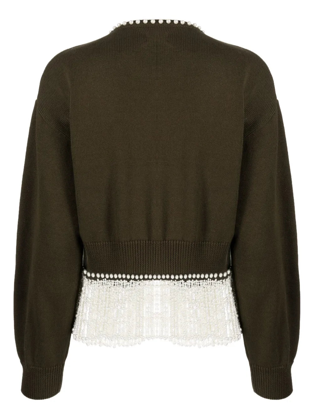 Pearl-Detail Wool Cardigan