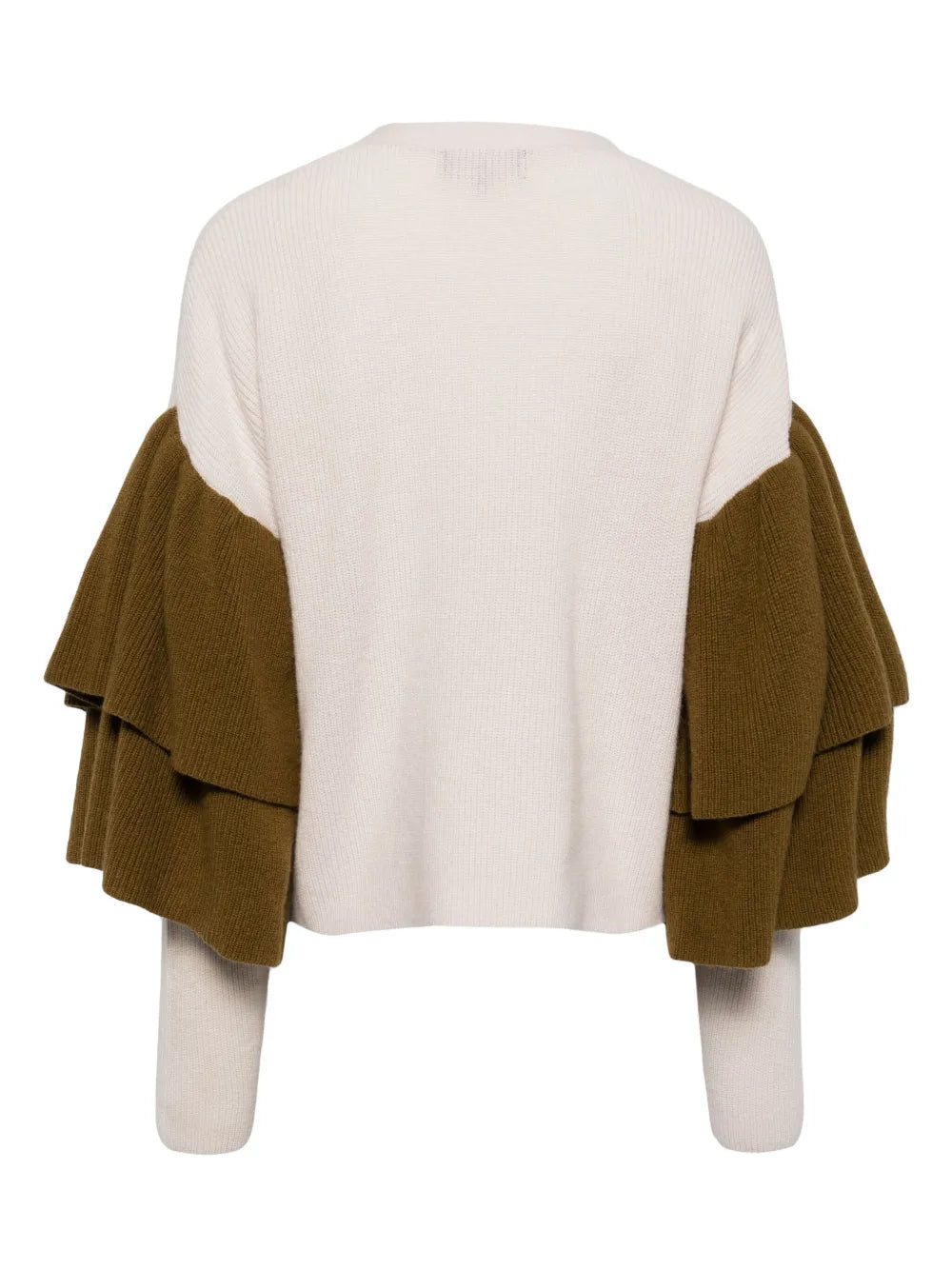 Ruffled-Sleeve V-Neck Cardigan