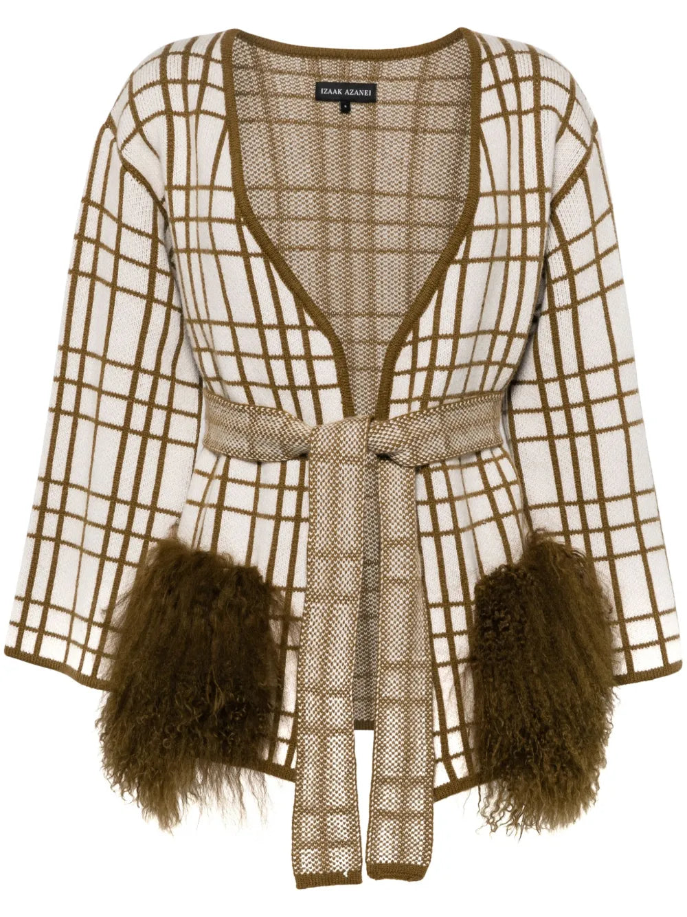 Check-Pattern Wool Cardigan