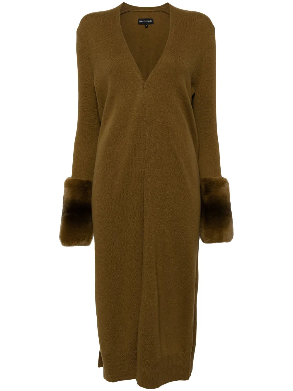 Faux-Fur Cuff V-Neck Cardigan