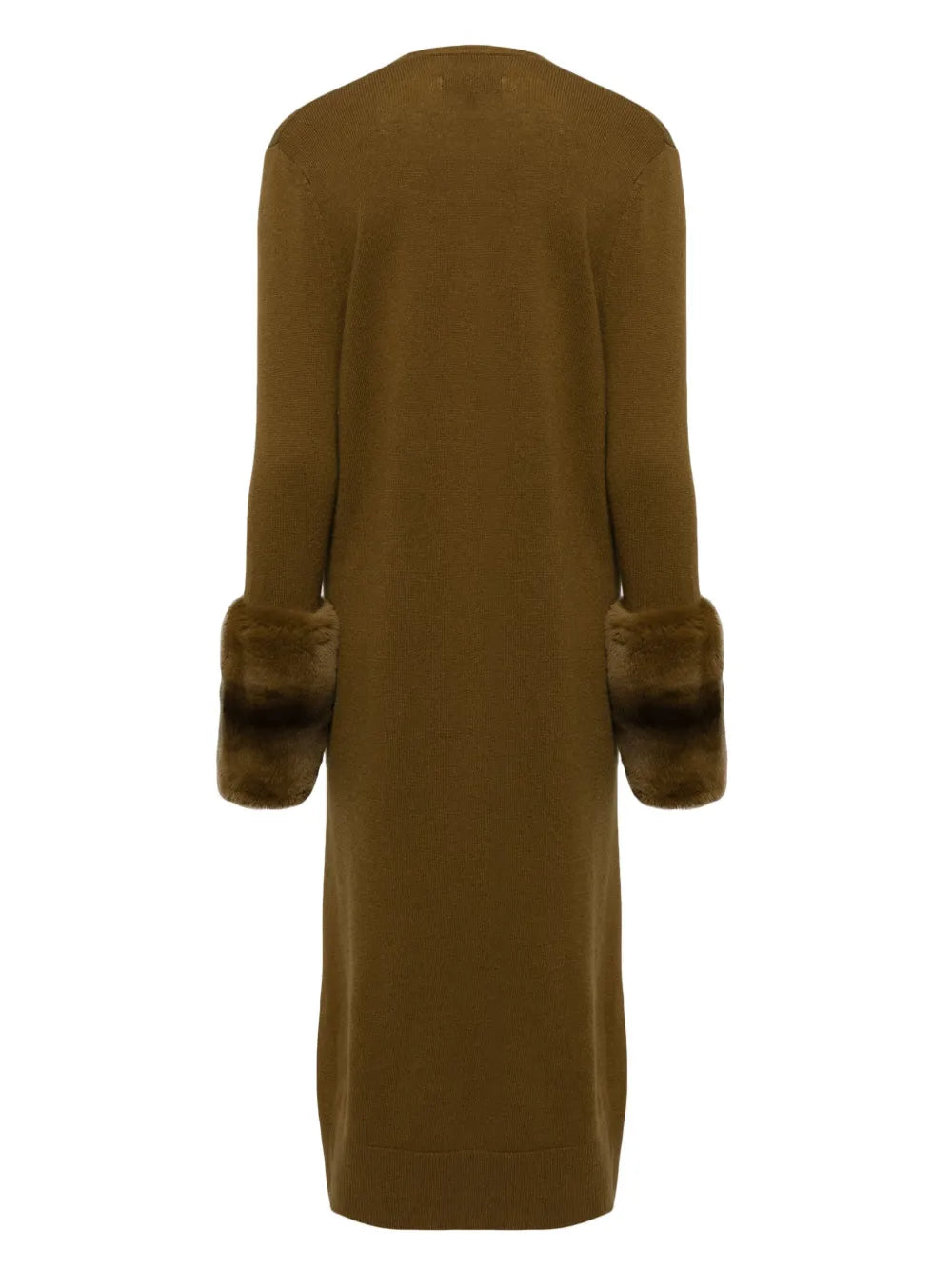 Faux-Fur Cuff V-Neck Cardigan