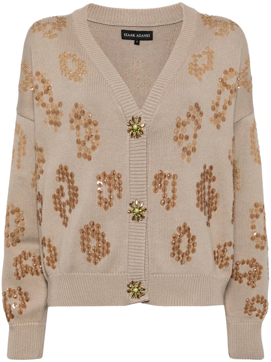 Sequin-Embellished Cotton Cardigan