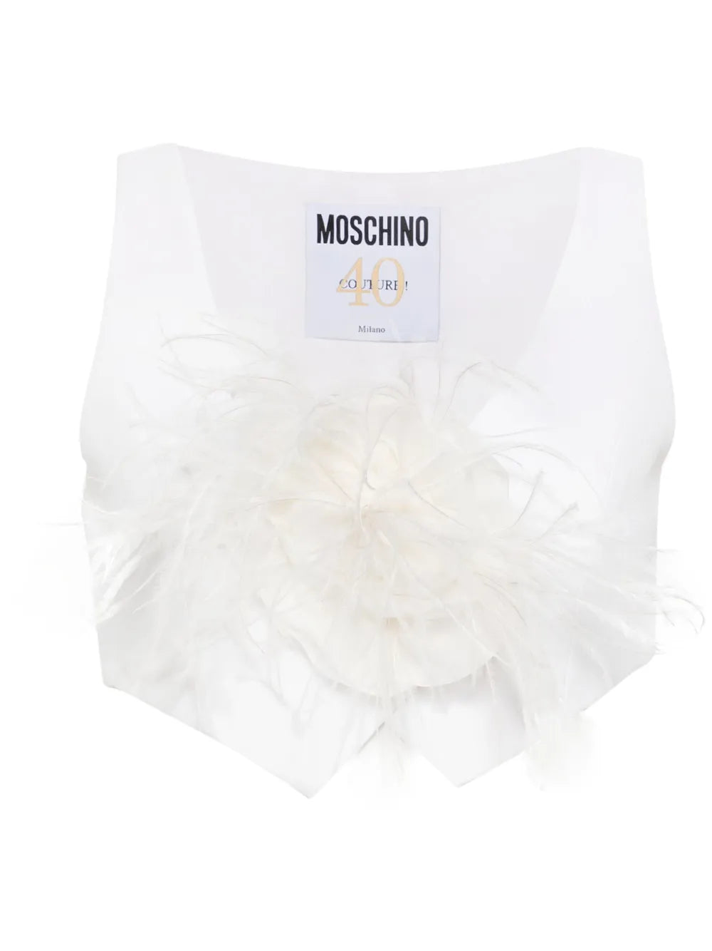 Floral-Brooch Cropped Waistcoat