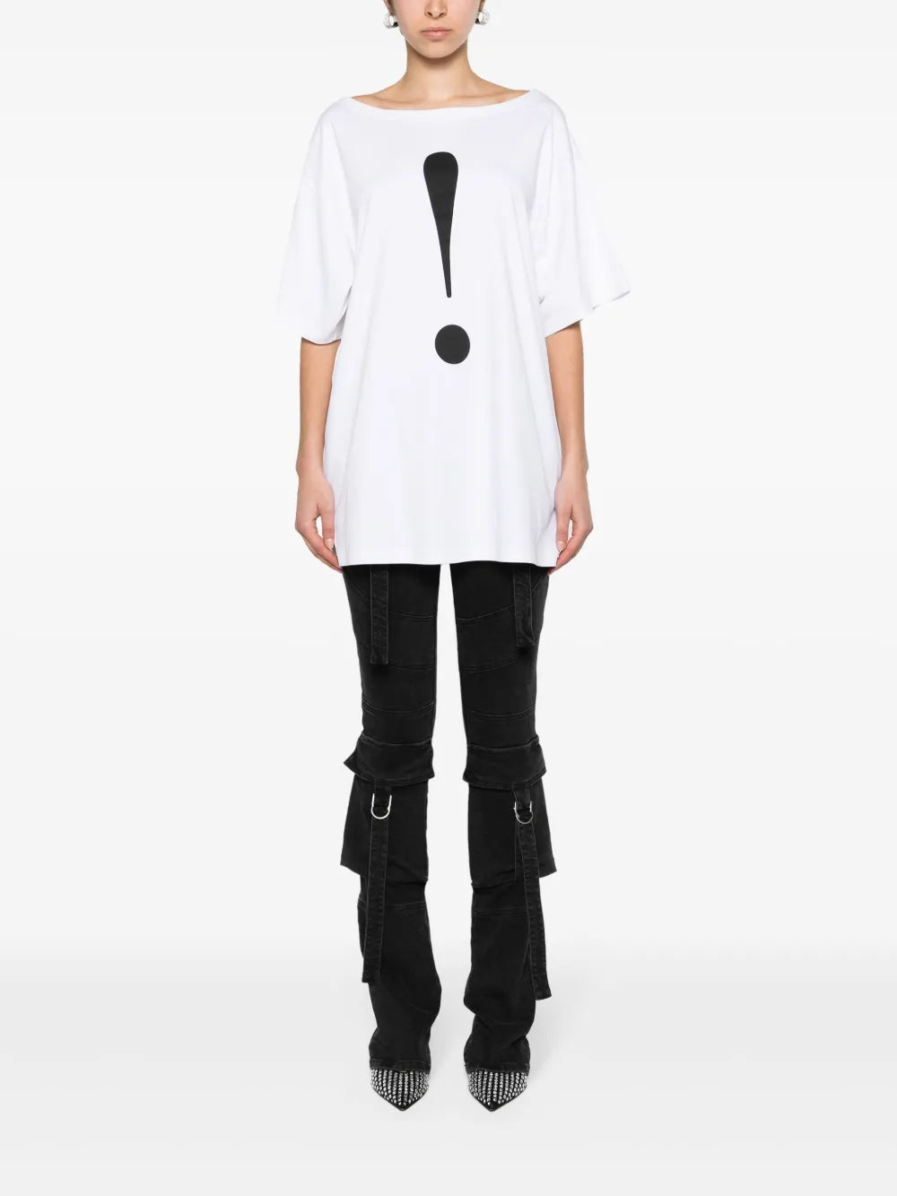 Exclamation Mark-Print Cotton T-Shirt
