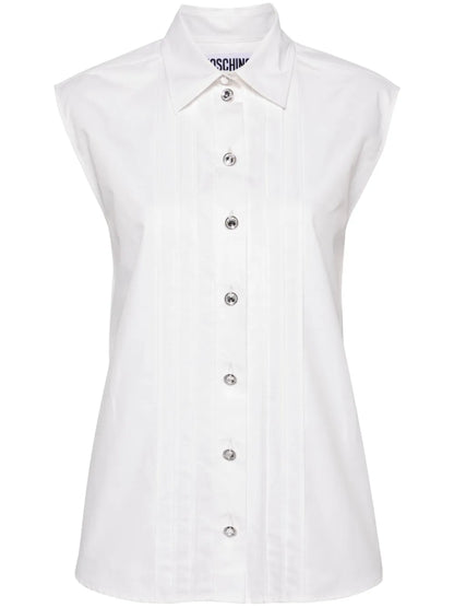 Pintuck-Detailing Sleeveless Shirt