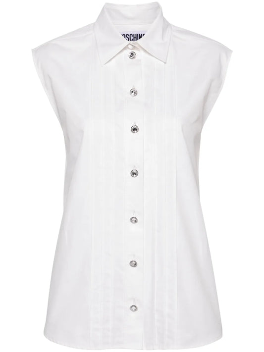 Pintuck-Detailing Sleeveless Shirt