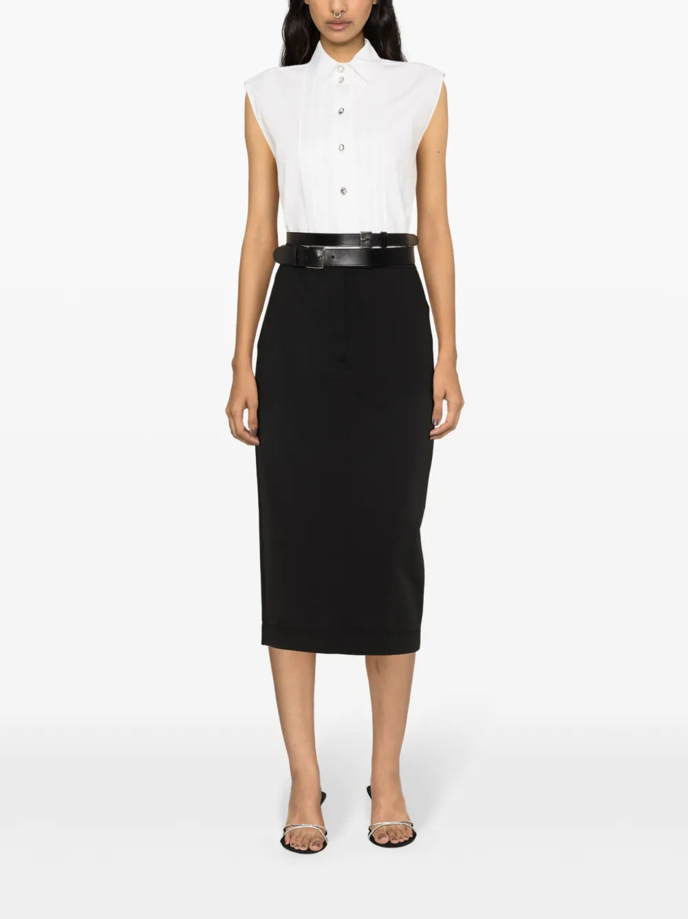 Pintuck-Detailing Sleeveless Shirt