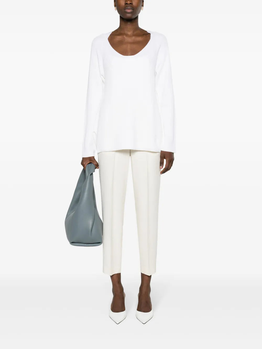 U-Neck Ribbed-Knit Jumper