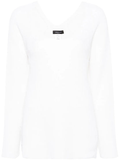 U-Neck Ribbed-Knit Jumper