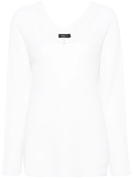 U-Neck Ribbed-Knit Jumper