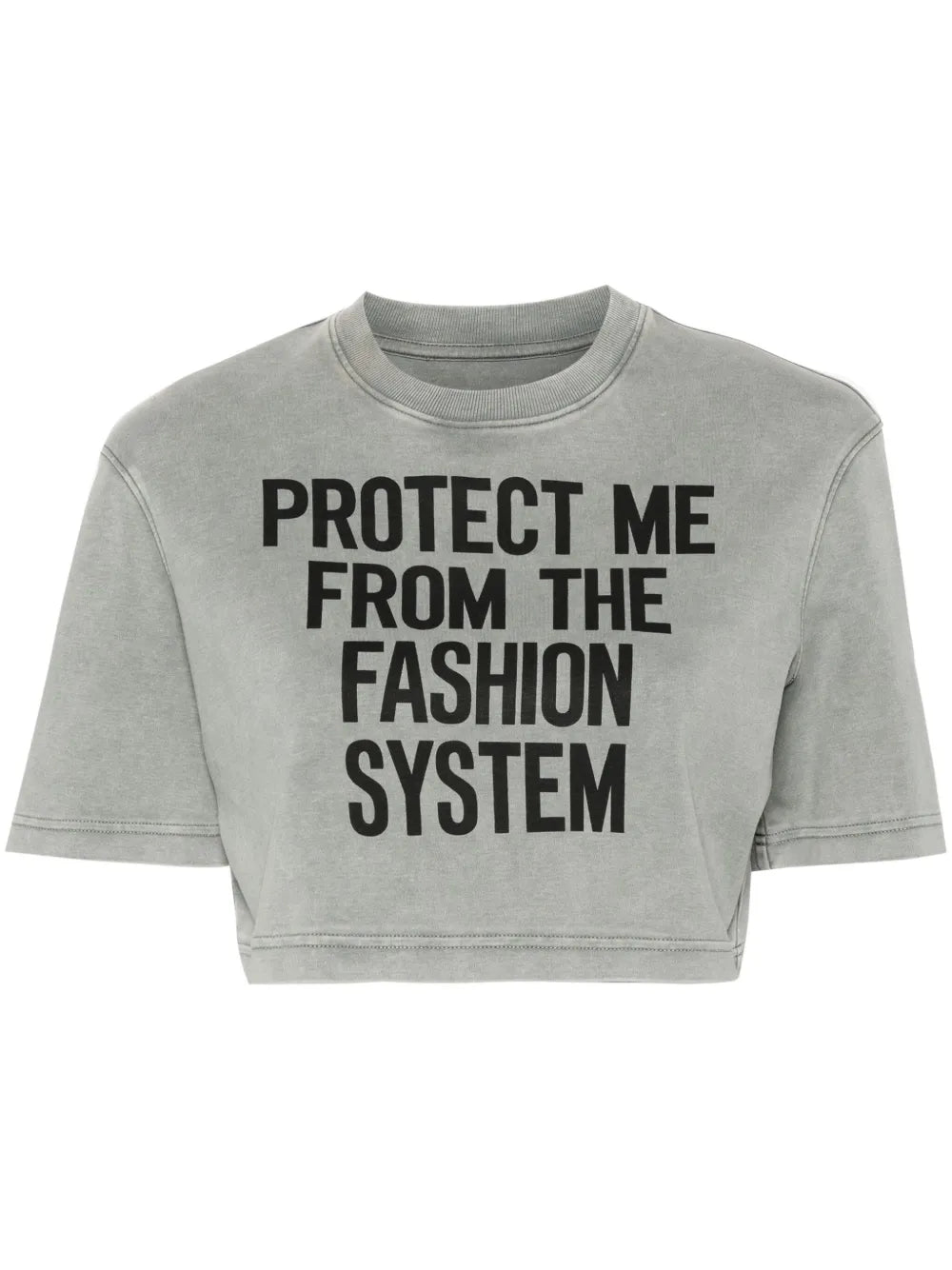 Text-Print Cropped T-Shirt