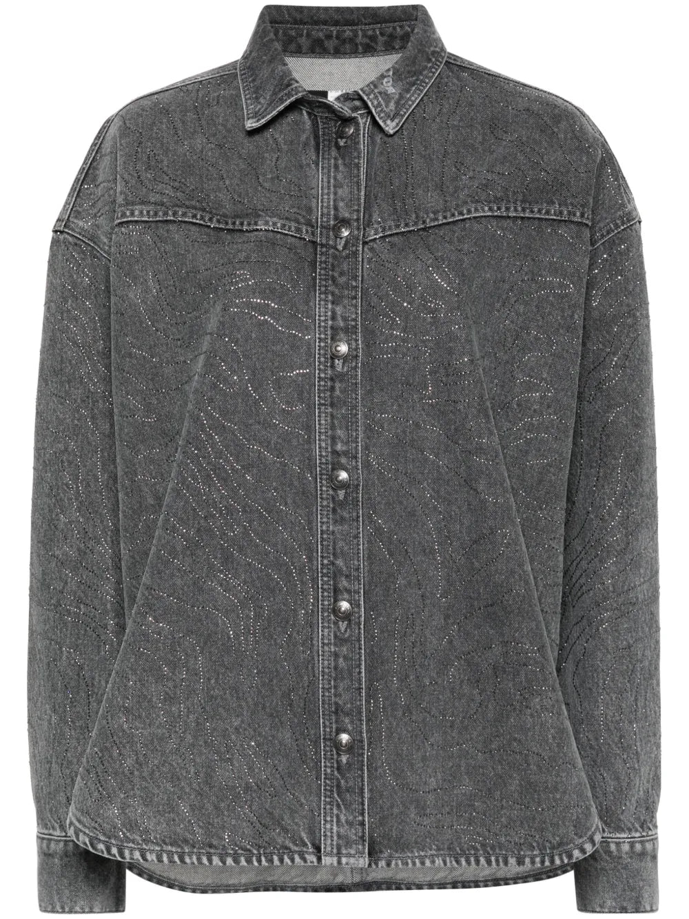 Rhinestone-Embellished Denim Shirt
