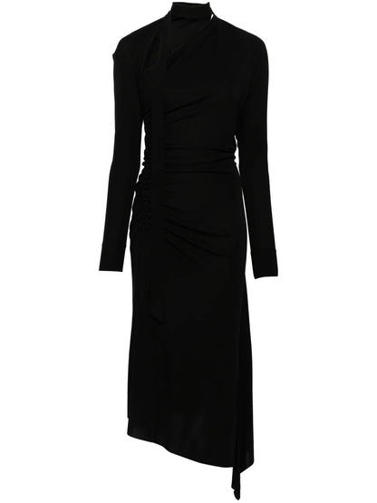 Cut-Out Ruched Midi Dress
