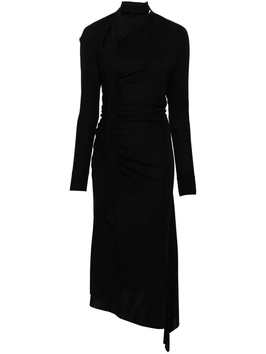 Cut-Out Ruched Midi Dress
