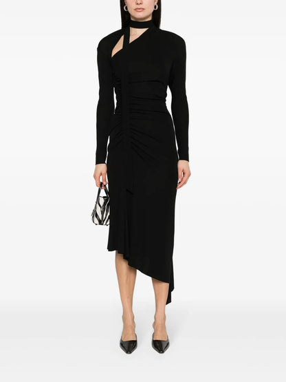 Cut-Out Ruched Midi Dress
