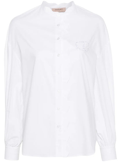 Scallop-Collar Cotton Shirt