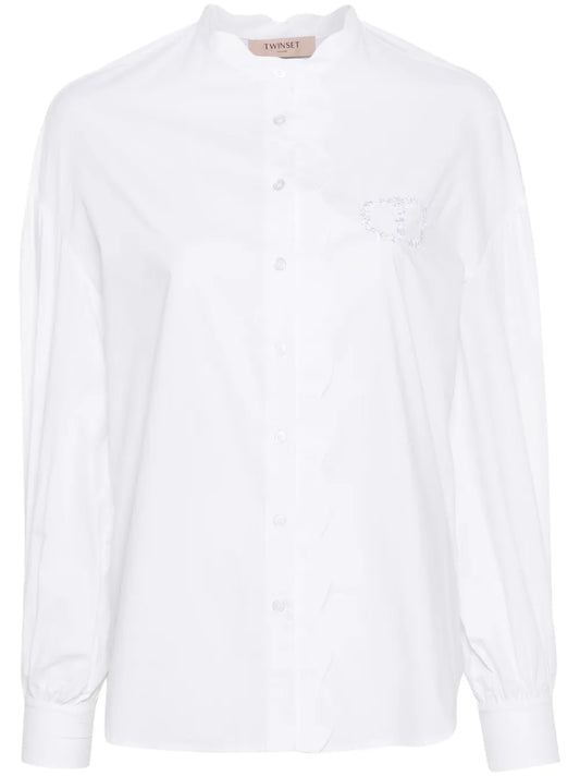 Scallop-Collar Cotton Shirt