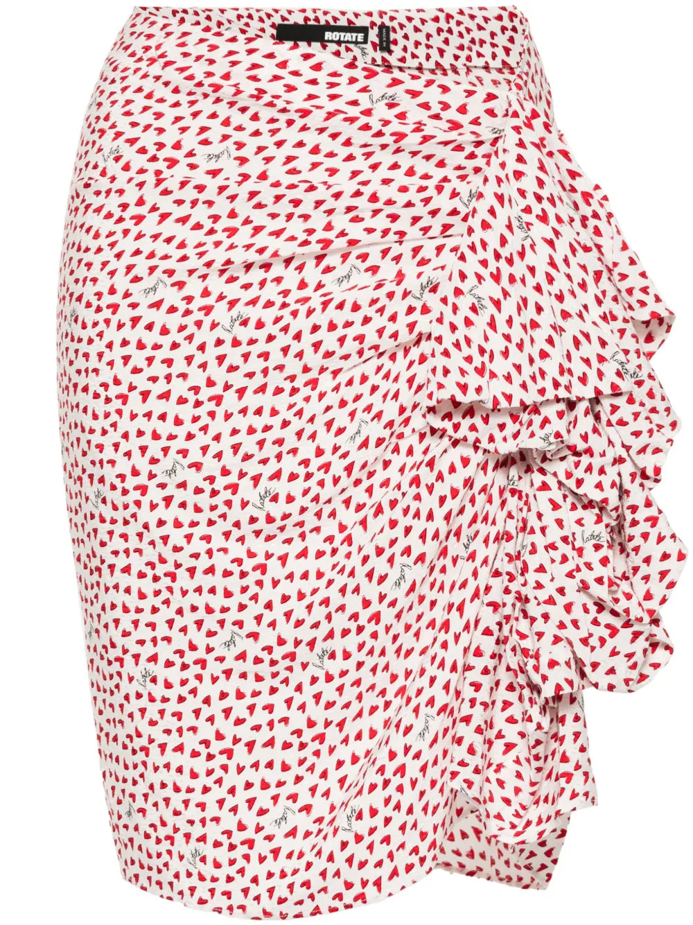 Heart-Print Frilled Mini Skirt