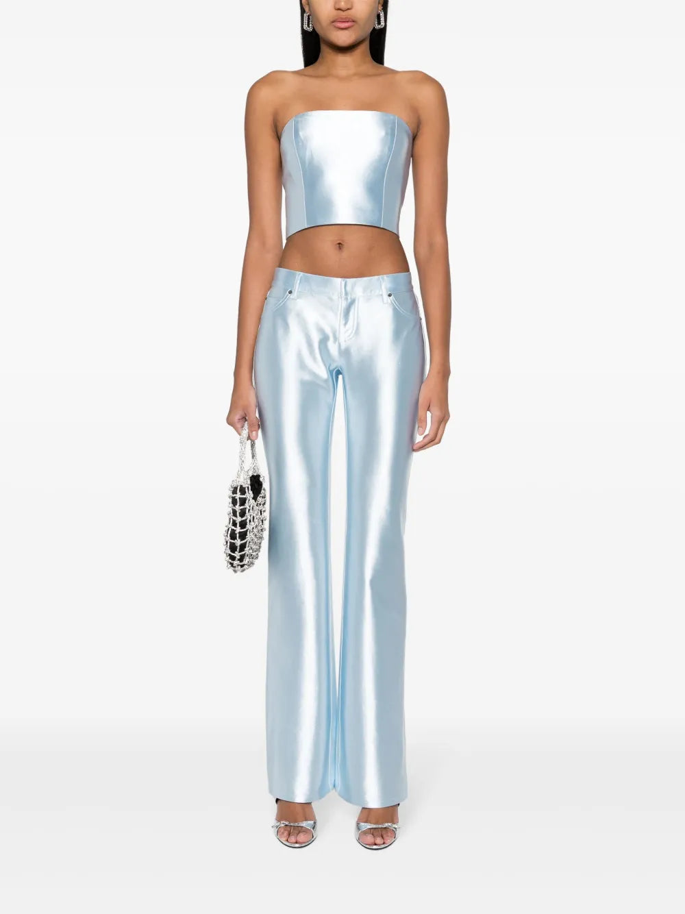 Shiny Suiting Cropped Top