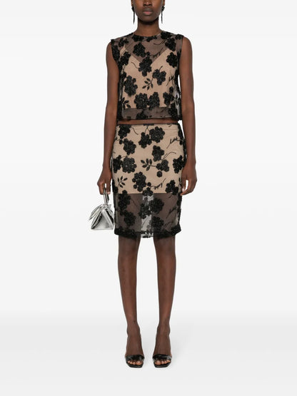 Floral Bead-Embroidered Skirt