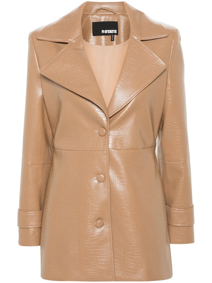 Croc-Embossed Single-Breasted Blazer
