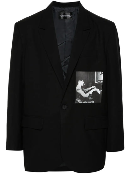 Printed Single-Breasted Blazer
