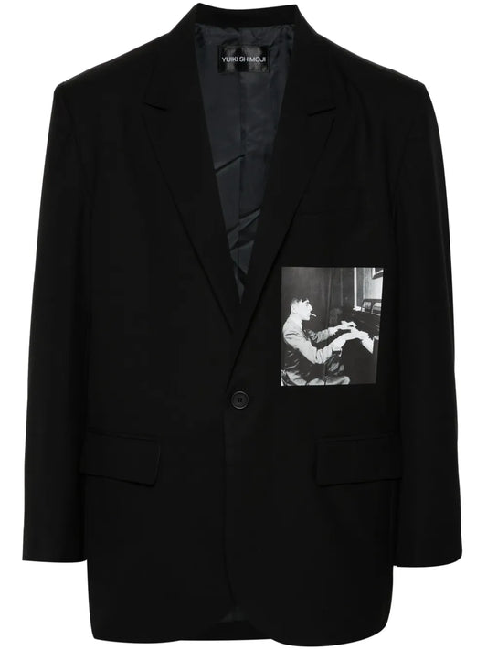 Printed Single-Breasted Blazer