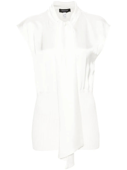Tied-Neck Panelled Blouse